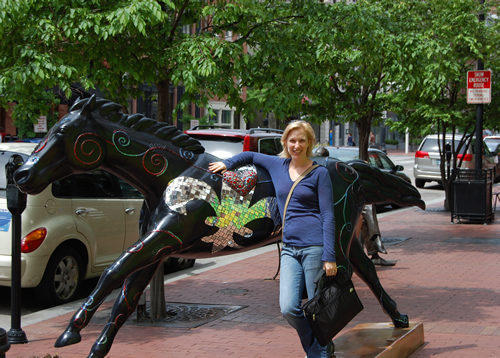 Kat models with the cool Louisville horses! 